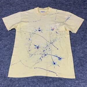 VTG Sunbelt T Shirt Mens Large Yellow Paint Splatter Single Stitch Abstract Art